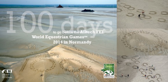D-100 : Giant hoof prints in the Bay of Mont St Michel marks 100 Days To Go before the Games ! 