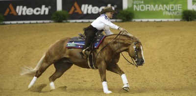 Reining:  At half time Mandy McCutcheon equals Fappani’s top score for Team USA